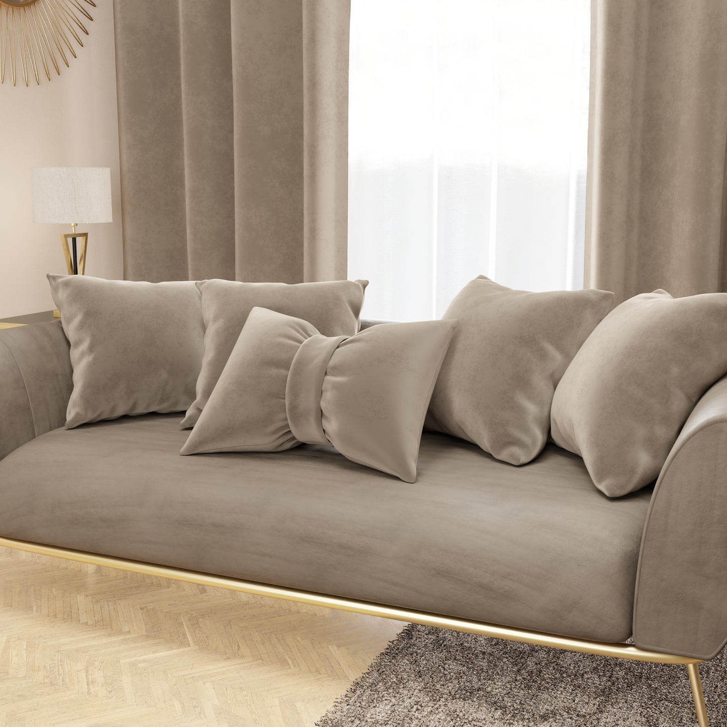 Coussin décoratif nœud en velours 40x50 cm, coussin de canapé boue