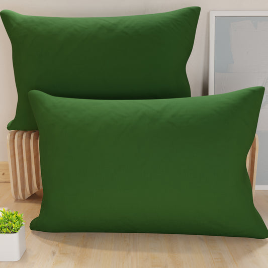Federe, Coppia Federe, Copricuscini, 100% Microfibra Anallergica Verde Oliva