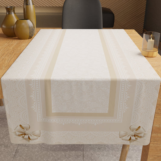 Runner Tavola Antimacchia Fiocco Beige 40x140 cm Stampa Digitale Made in Italy | PETTI