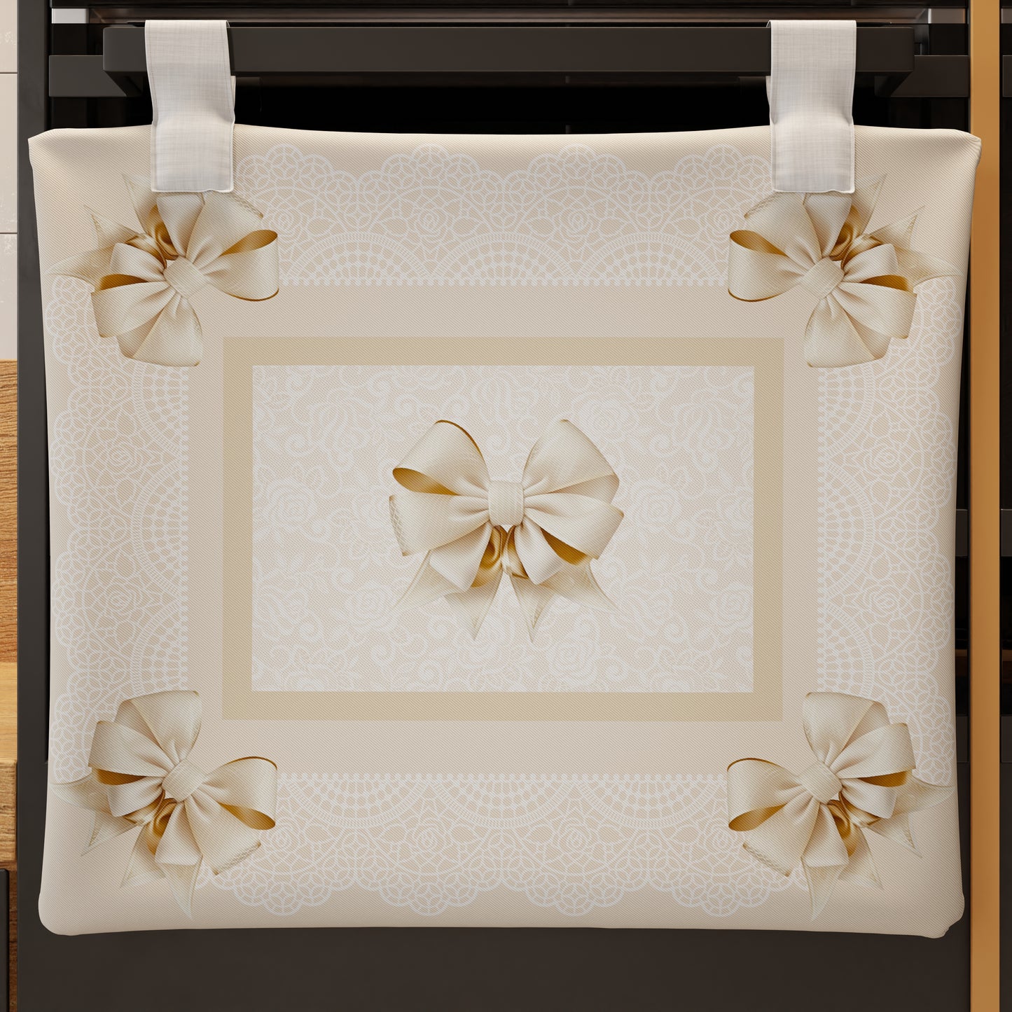 Housse de four pour cuisine en impression numérique Noeud beige 1 pièce 45x55cm