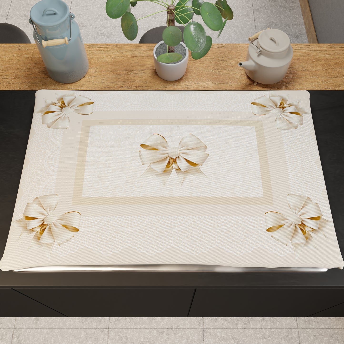 Housse de plaque de cuisson pour cuisine en impression numérique Noeud beige 1 pièce 50x70cm