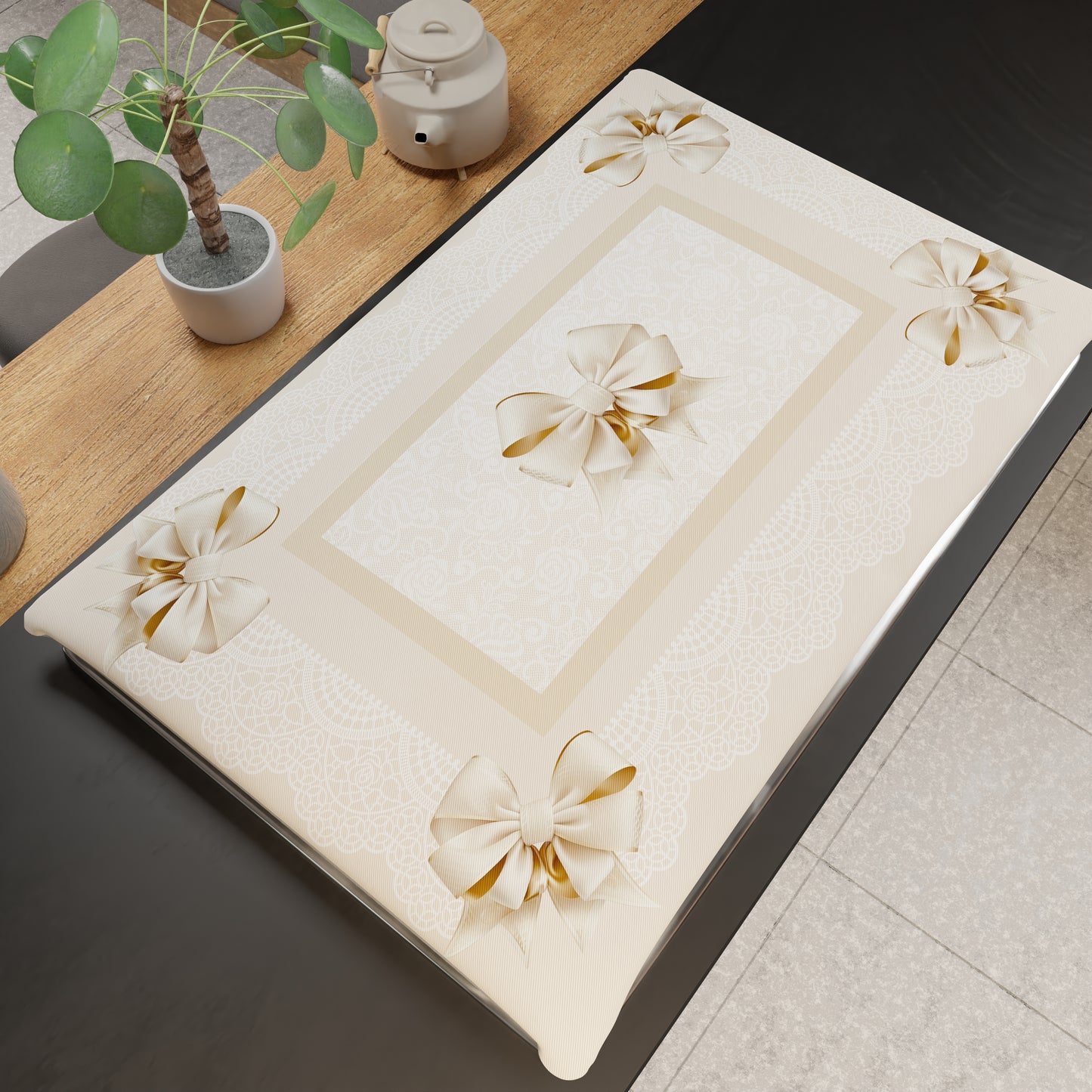 Housse de plaque de cuisson pour cuisine en impression numérique Noeud beige 1 pièce 50x70cm