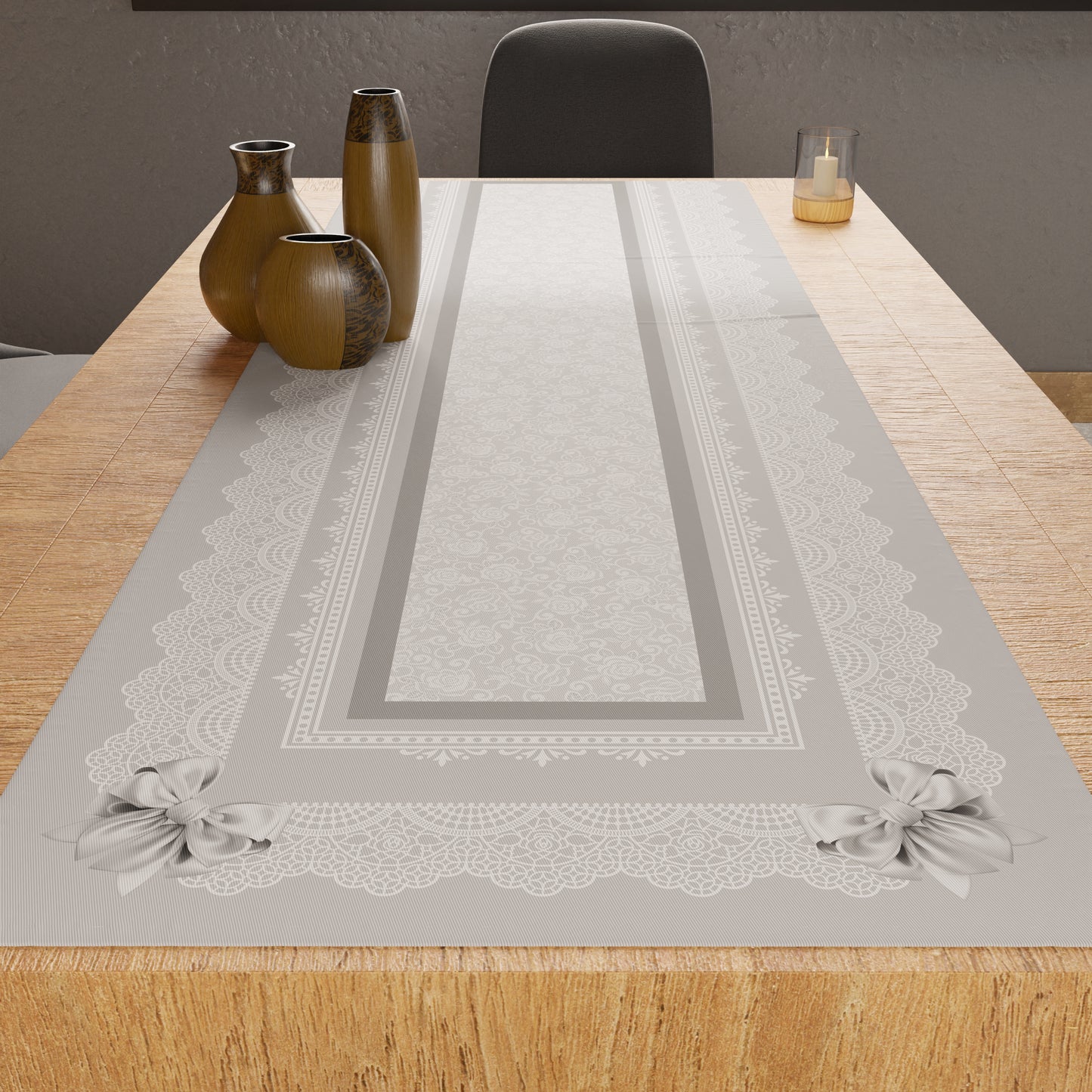 Runner Tavola, Tovaglia Runner, Runner Cucina Fiocco Grigio