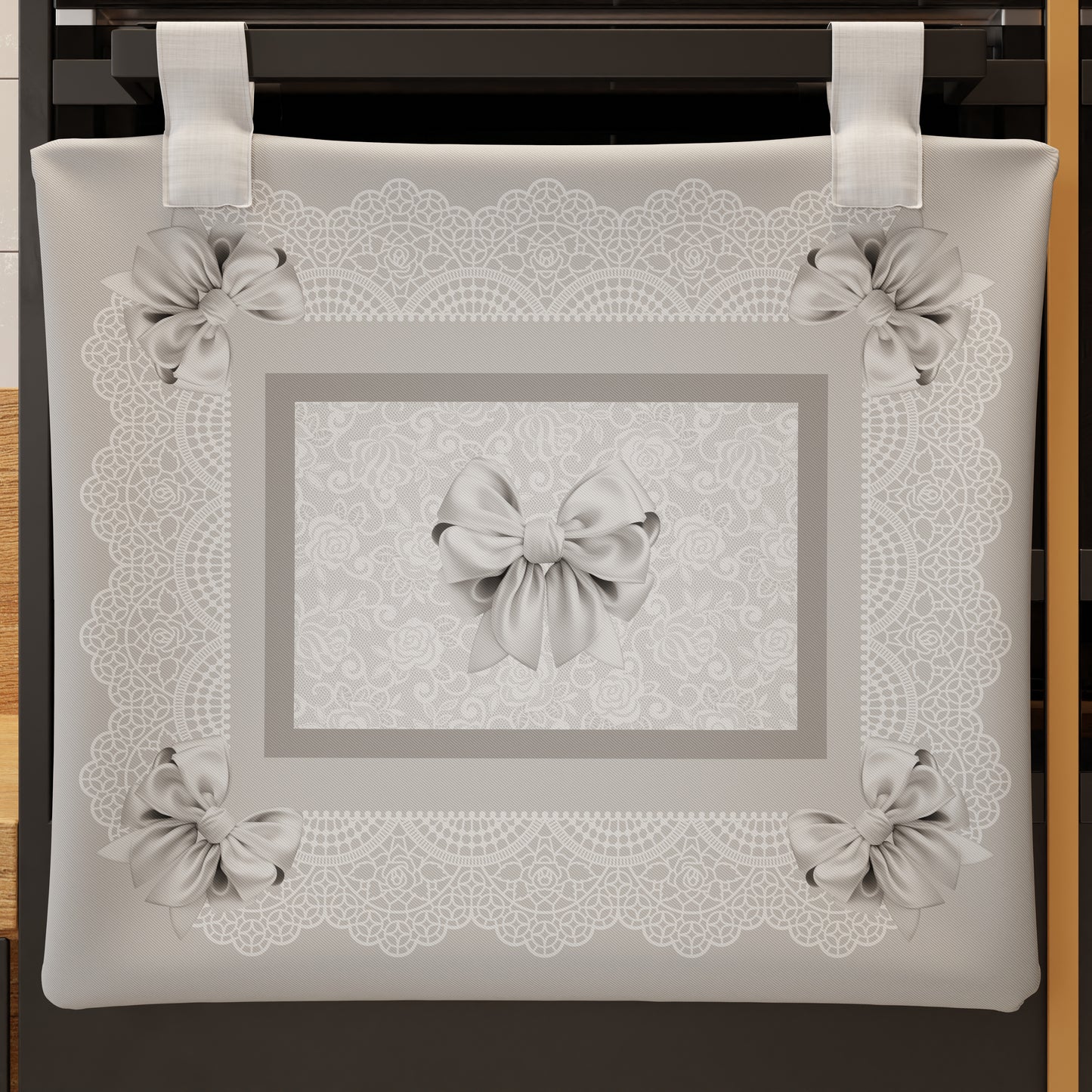 Housse de Four pour Cuisine en Impression Numérique Noeud Gris 1pz 45x55cm