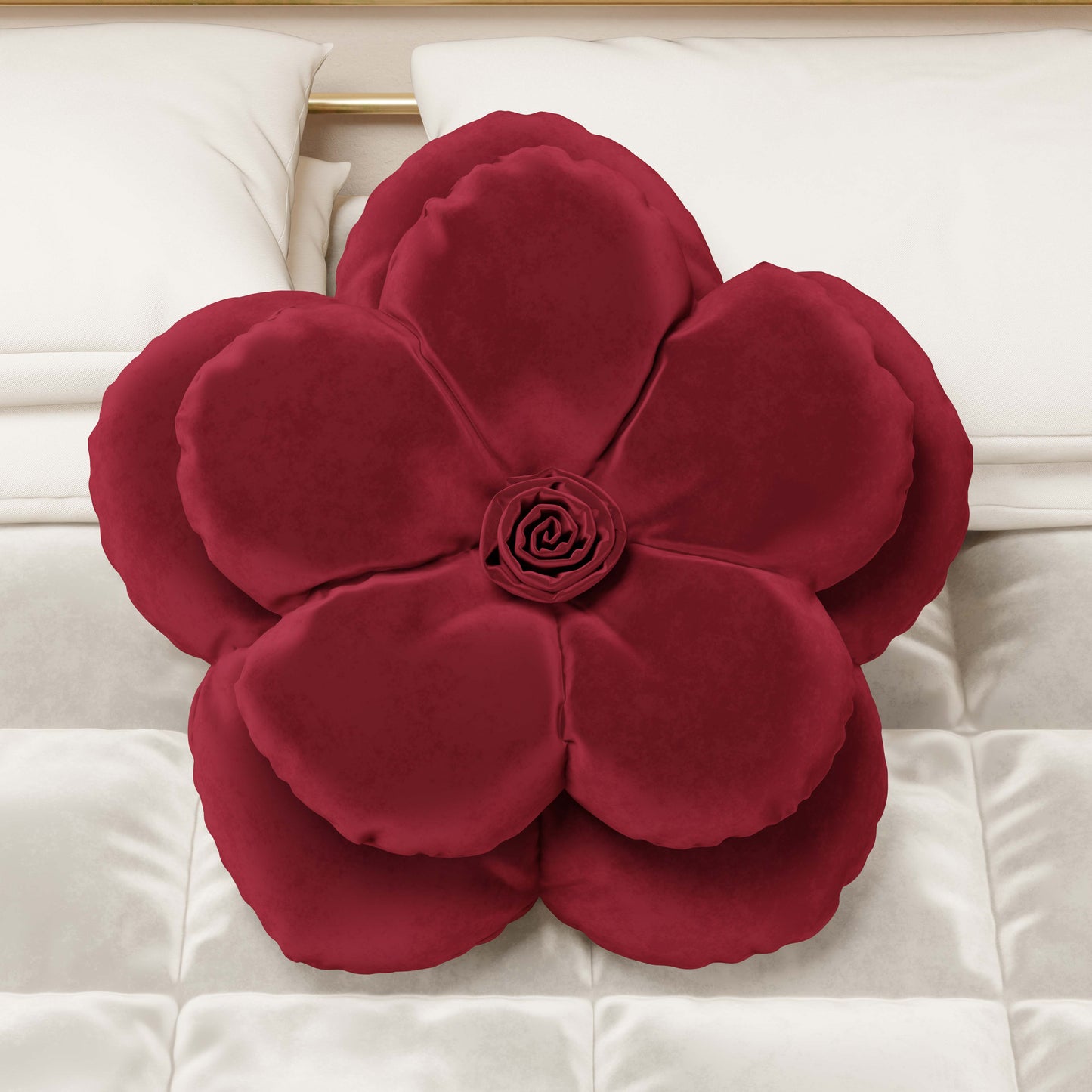 Coussin Décoratif Fleur Bordeaux