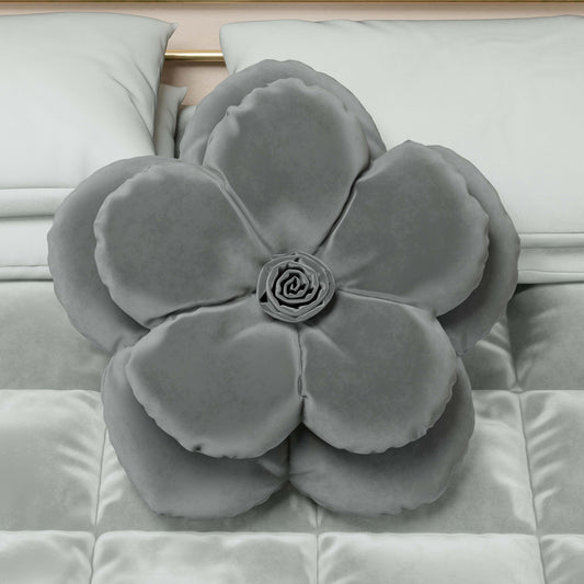Cuscino Arredo Fiore Grigio Scuro