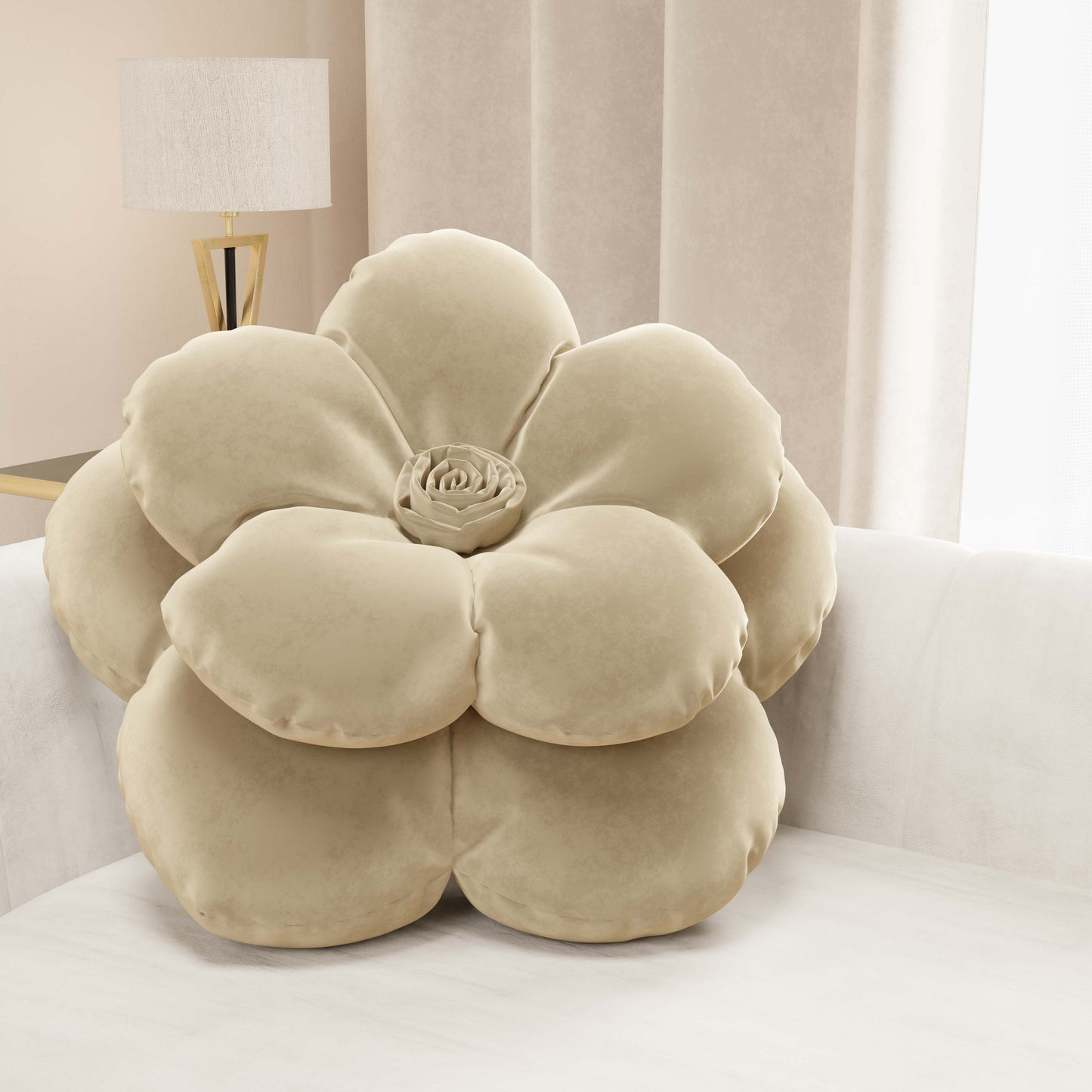 Coussin Décoratif Fleur Crème