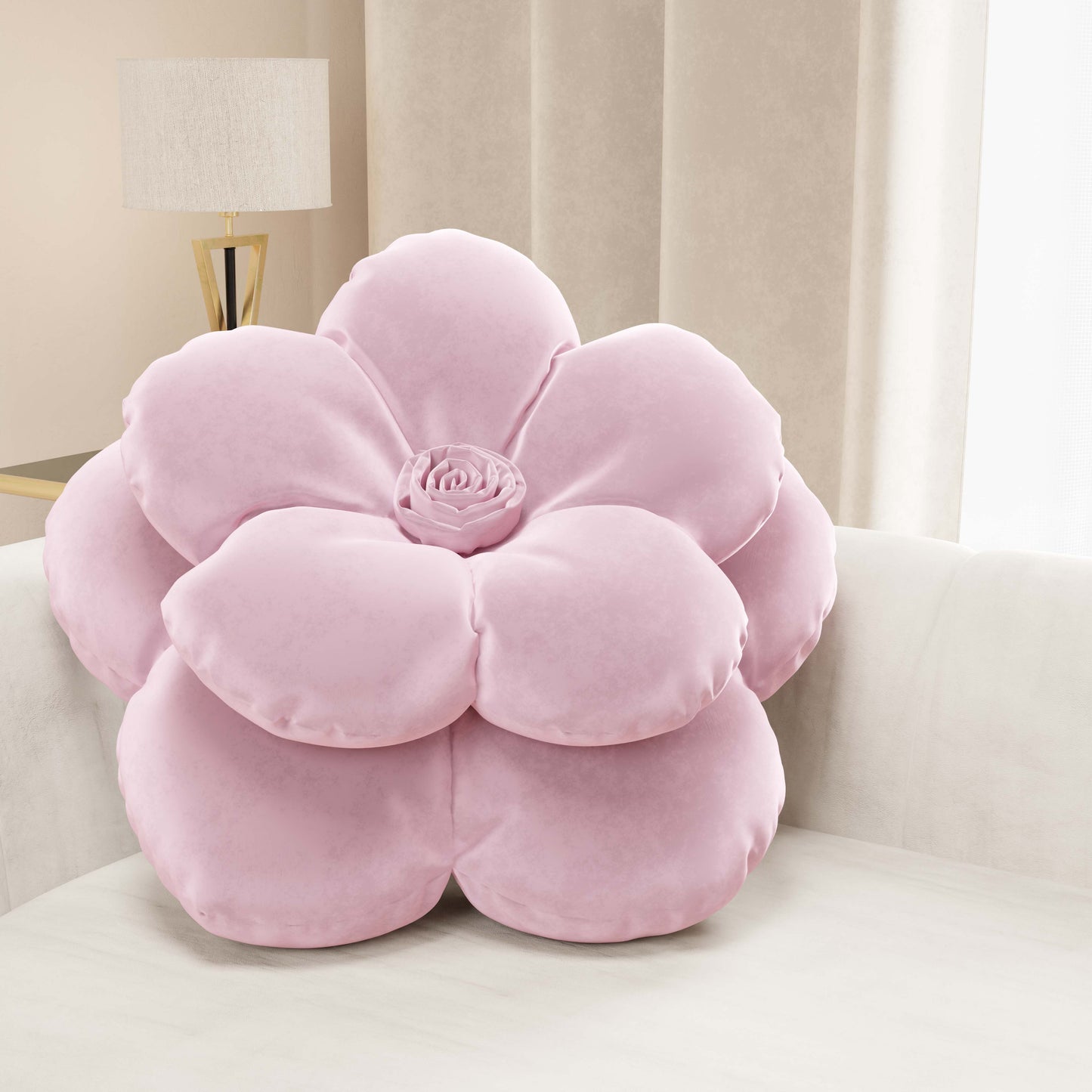 Coussin décoratif fleur rose
