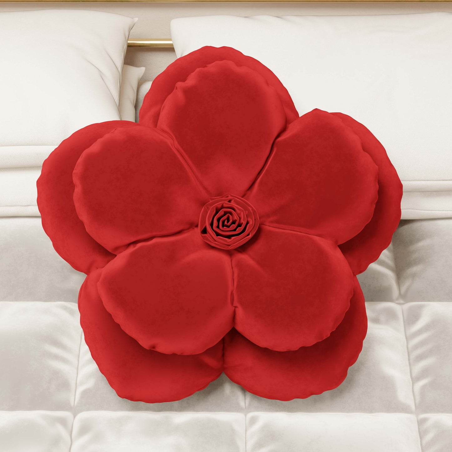 Coussin décoratif fleur rouge