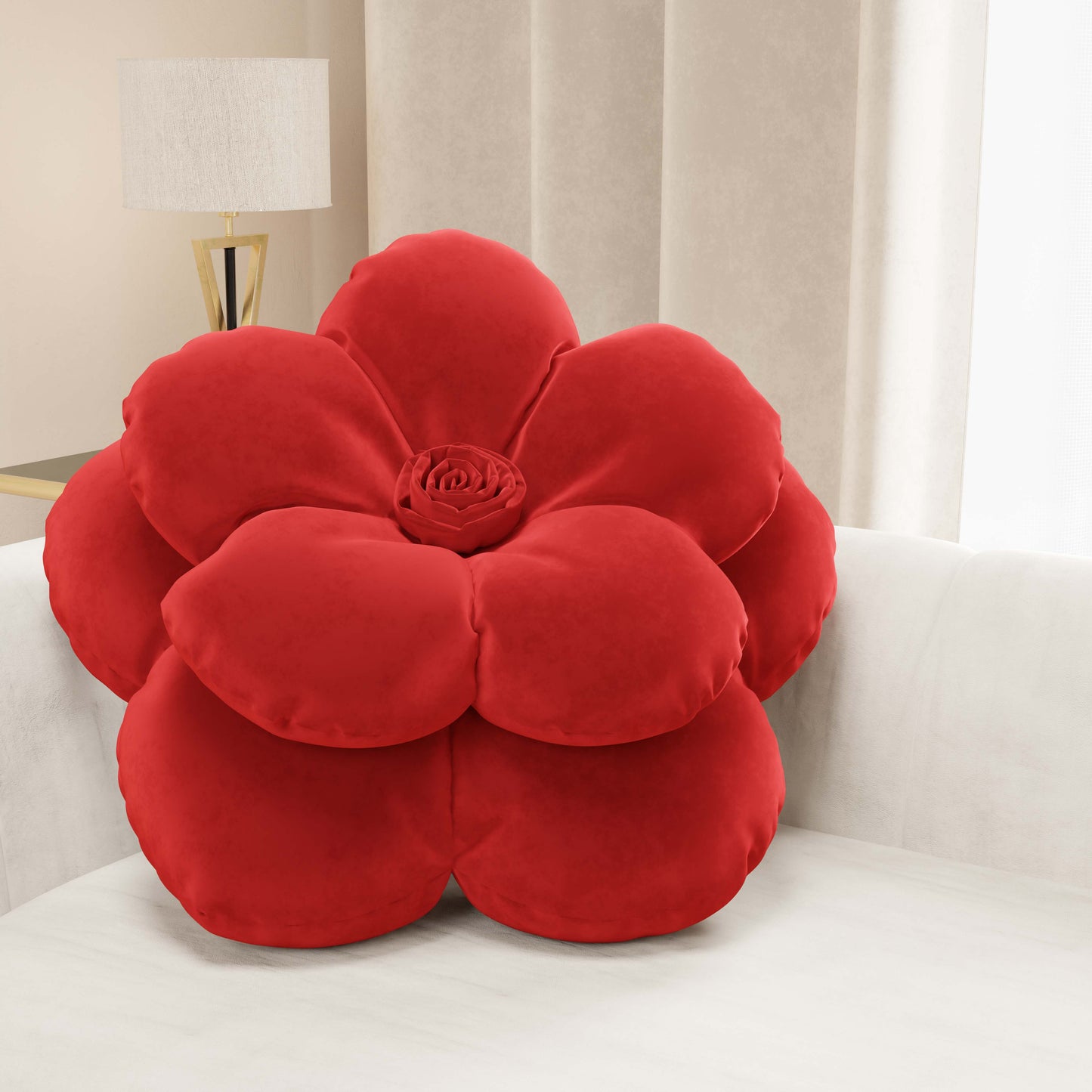 Coussin décoratif fleur rouge