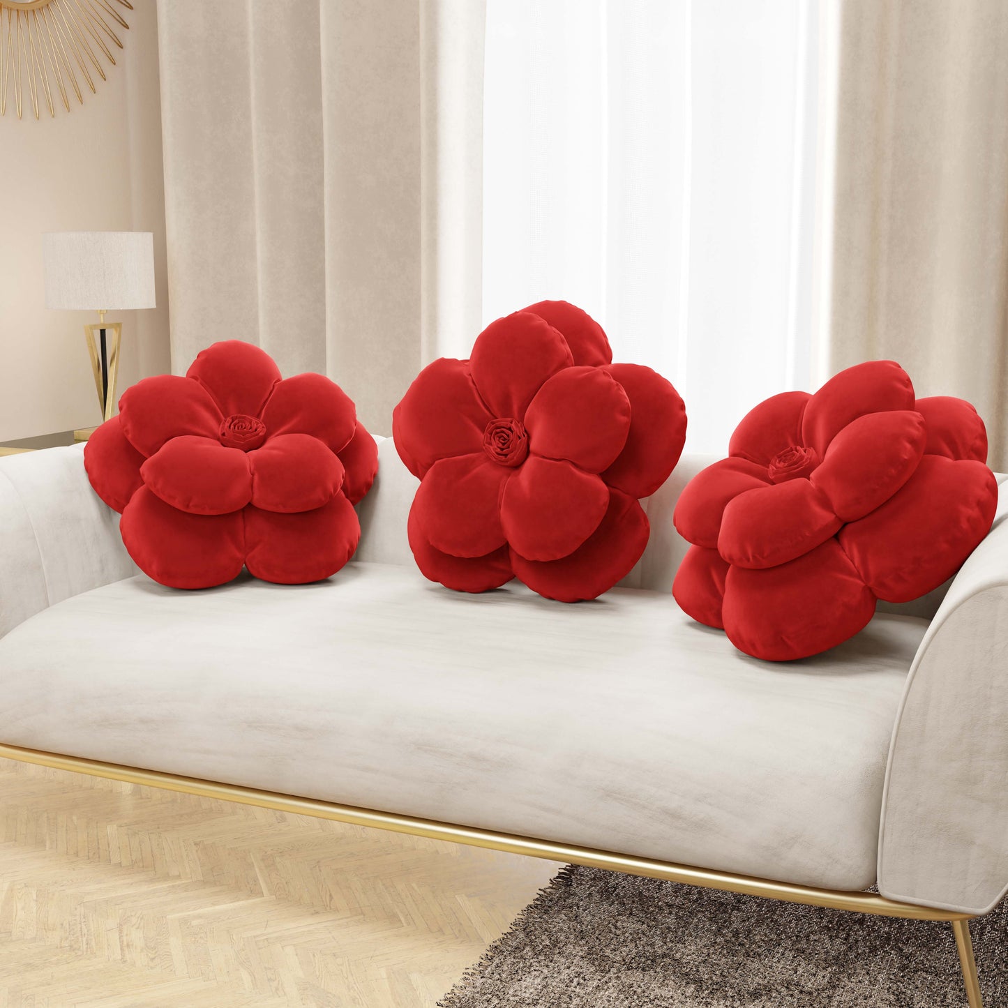 Coussin décoratif fleur rouge