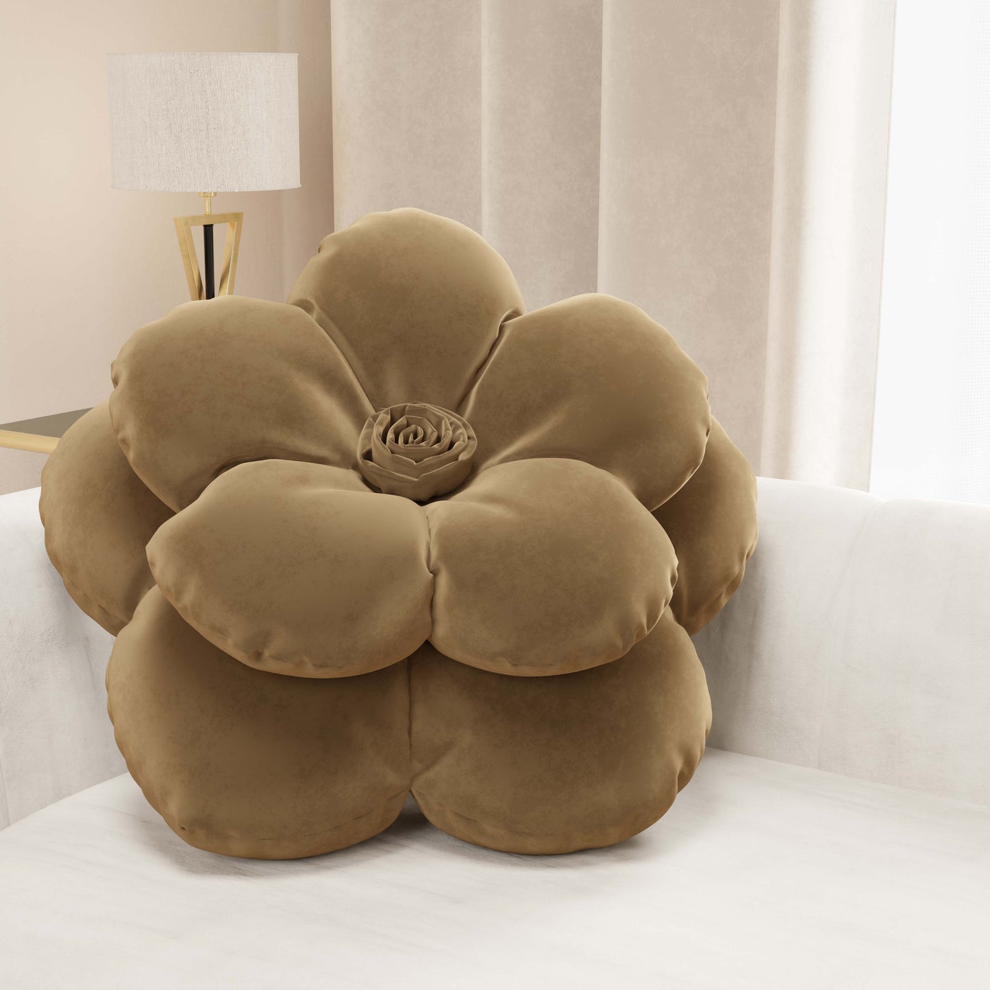 Coussin Décoratif Fleur Taupe