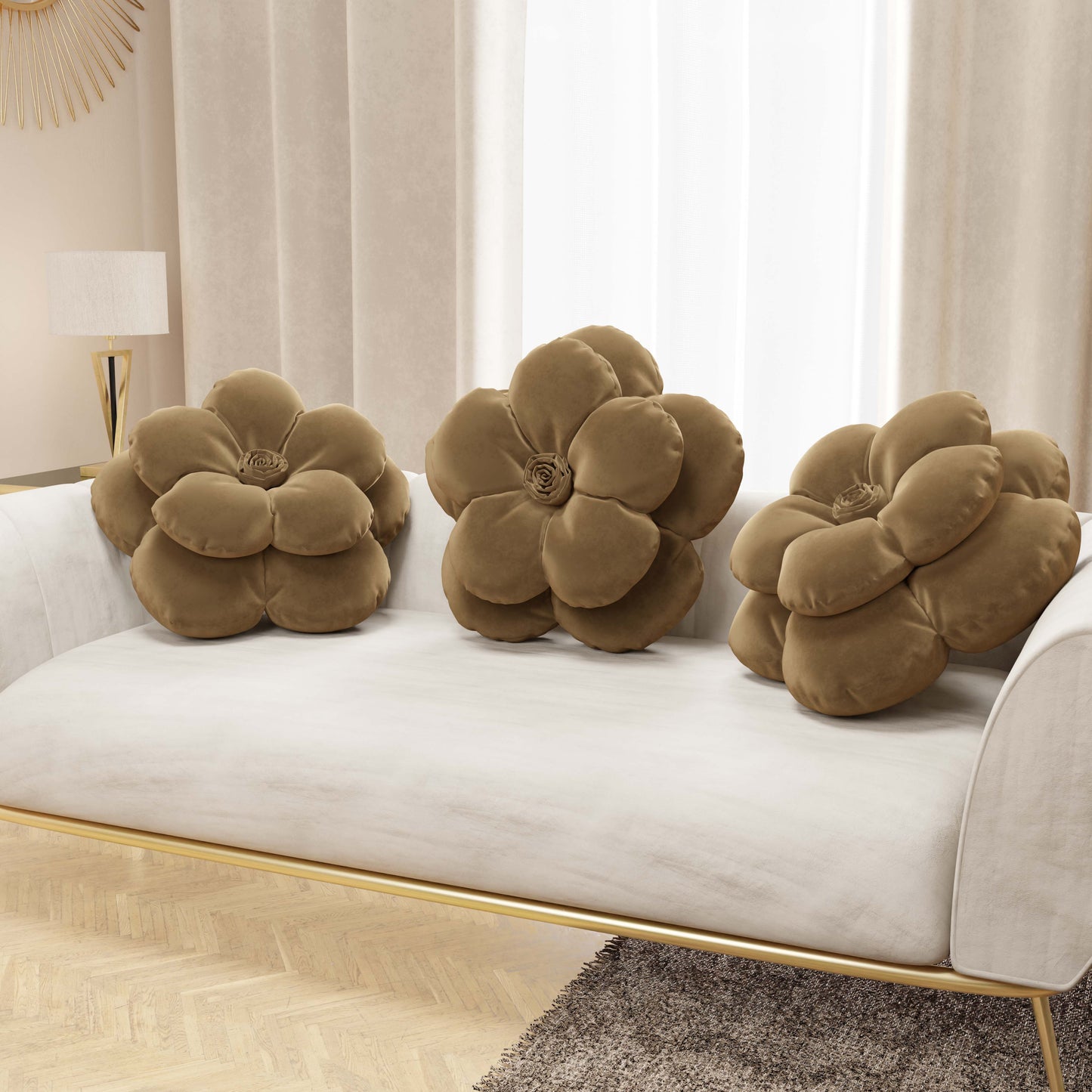 Coussin Décoratif Fleur Taupe