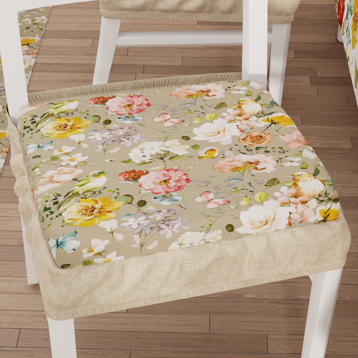 Coprisedia con Elastico Floreale-06 Tortora | Stampa 4K | Set 2 o 6 Pz