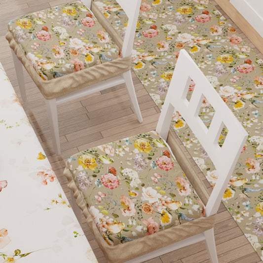 Coprisedia con Elastico Floreale-06 Tortora | Stampa 4K | Set 2 o 6 Pz
