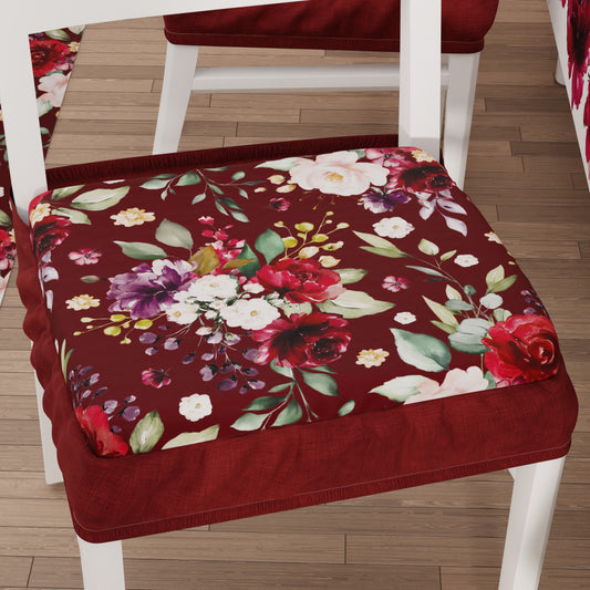 Coprisedia con Elastico Floreale-07 Bordeaux | Stampa 4K | Set 2 o 6 Pz
