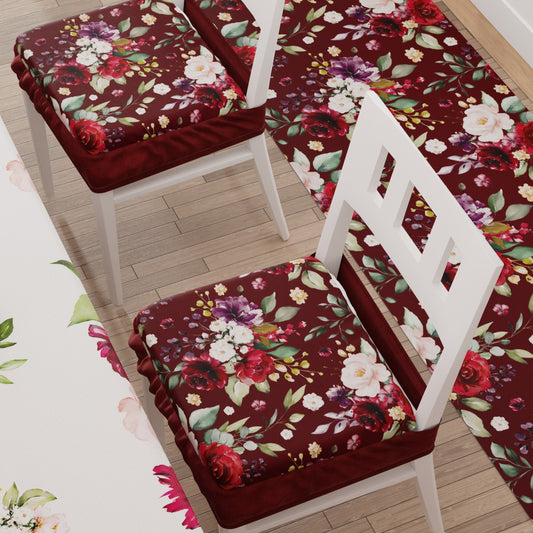 Coprisedia con Elastico Floreale-07 Bordeaux | Stampa 4K | Set 2 o 6 Pz