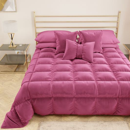 Trapunta, Trapunta Invernale Double Face in Morbido e Caldo Velluto Fucsia