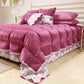 Couette d'hiver en velours doux et chaud avec volant et dentelle rebrodée fuchsia par Sissy