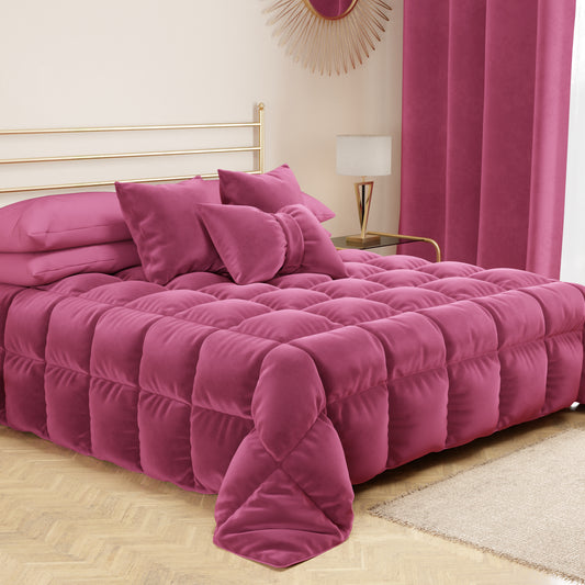Trapunta, Trapunta Invernale Double Face in Morbido e Caldo Velluto Fucsia