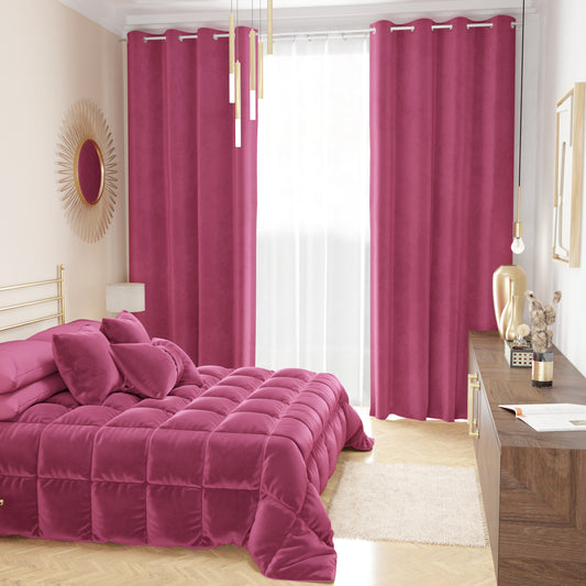 Trapunta, Trapunta Invernale Double Face in Morbido e Caldo Velluto Fucsia
