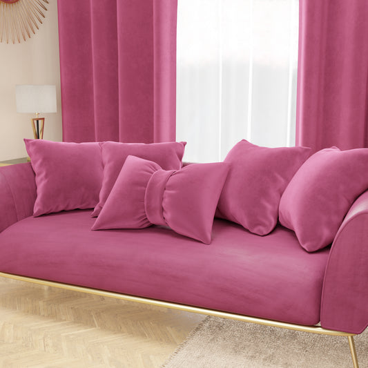 Cuscini Arredo in Velluto 2pz, Cuscini divano Fucsia