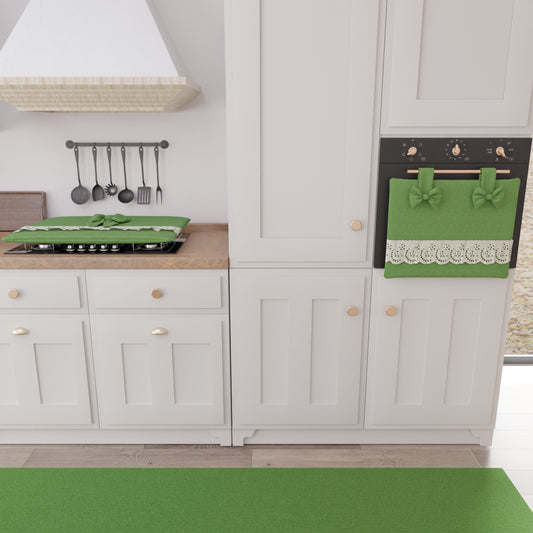 Copriforno Elegante Shabby Chic con Pizzo e Fiocchi Verde