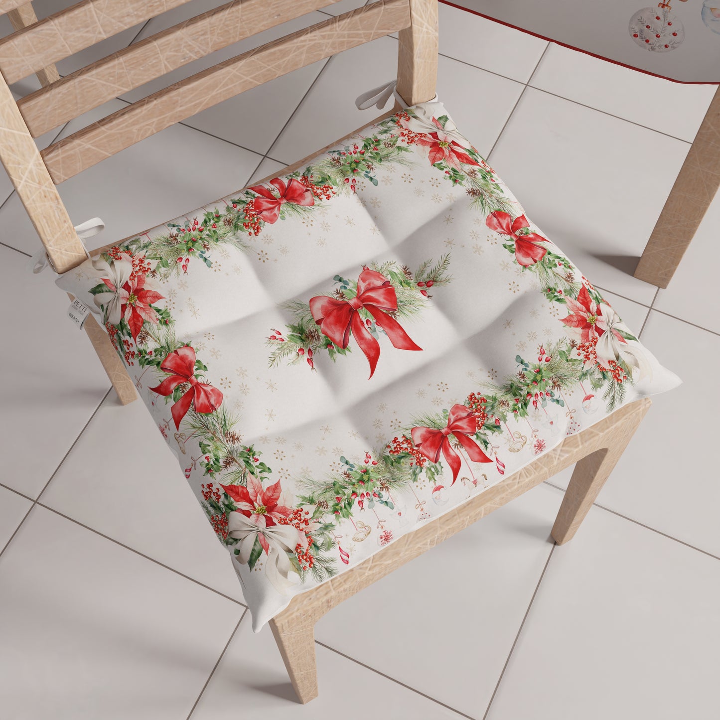 Coussins de chaise de Noël, Housses de chaise de Noël 6 pièces Guirlande de Noël