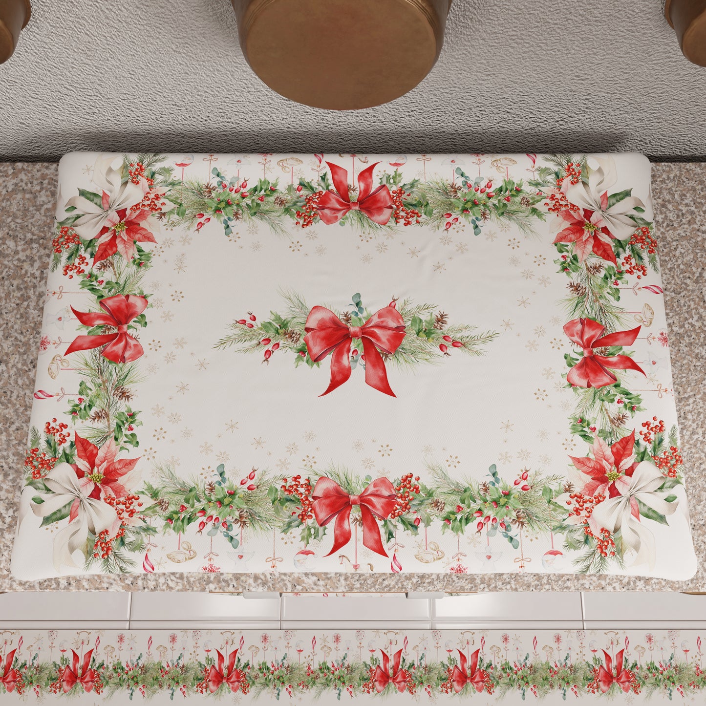 Protection de plaque de cuisson de Noël en impression numérique Guirlande de Noël