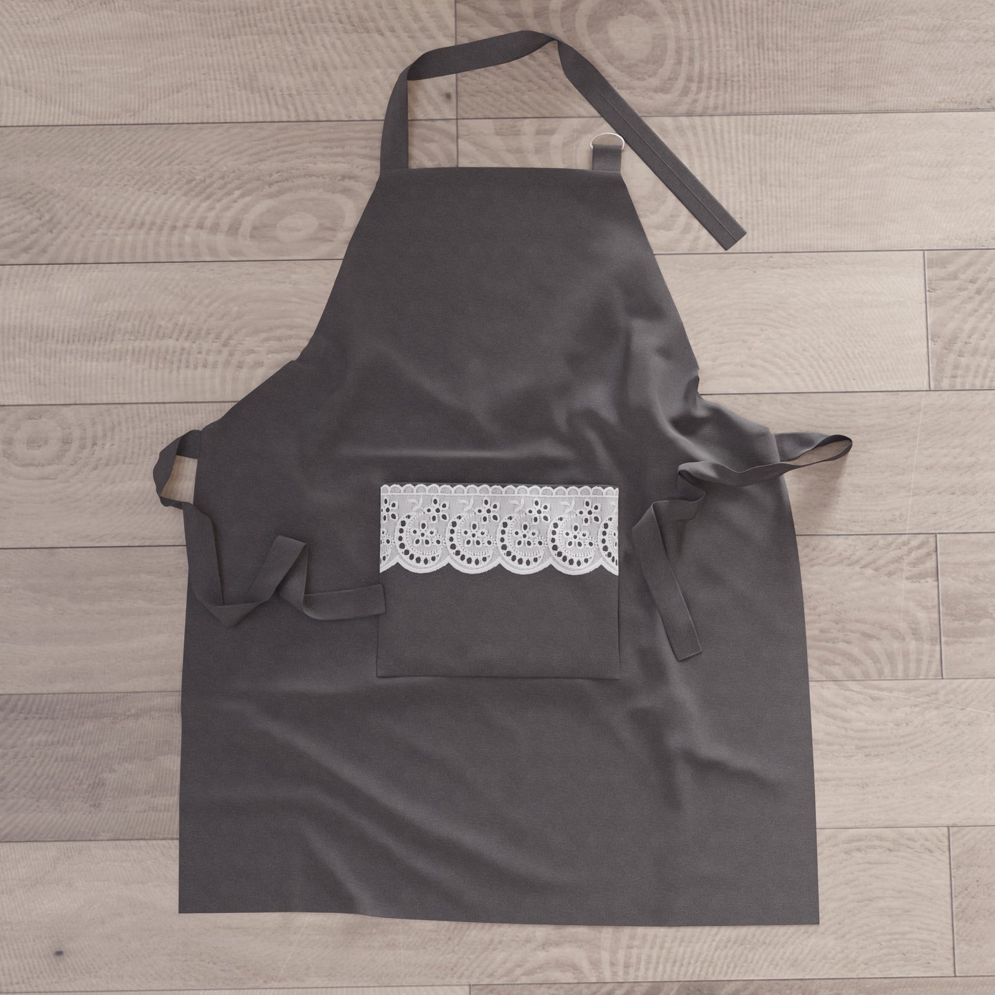Tablier de Cuisine en Coton avec Dentelle Sangallo Mauve