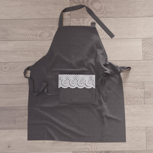 Grembiule da Cucina in Cotone con Pizzo Sangallo Malva