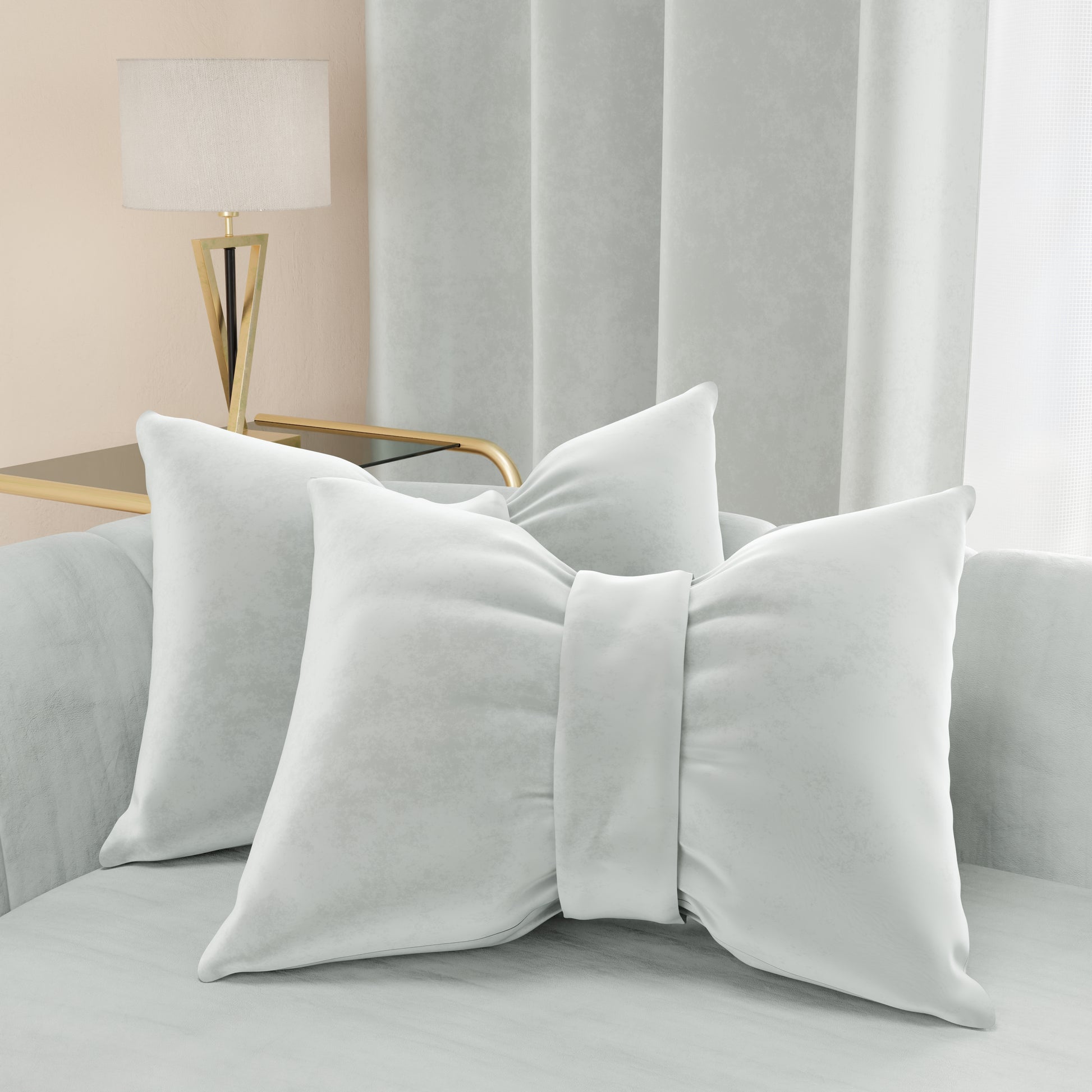 Cuscino Arredo Fiocco Velluto Grigio Chiaro 40x50 cm Made in Italy | PETTI