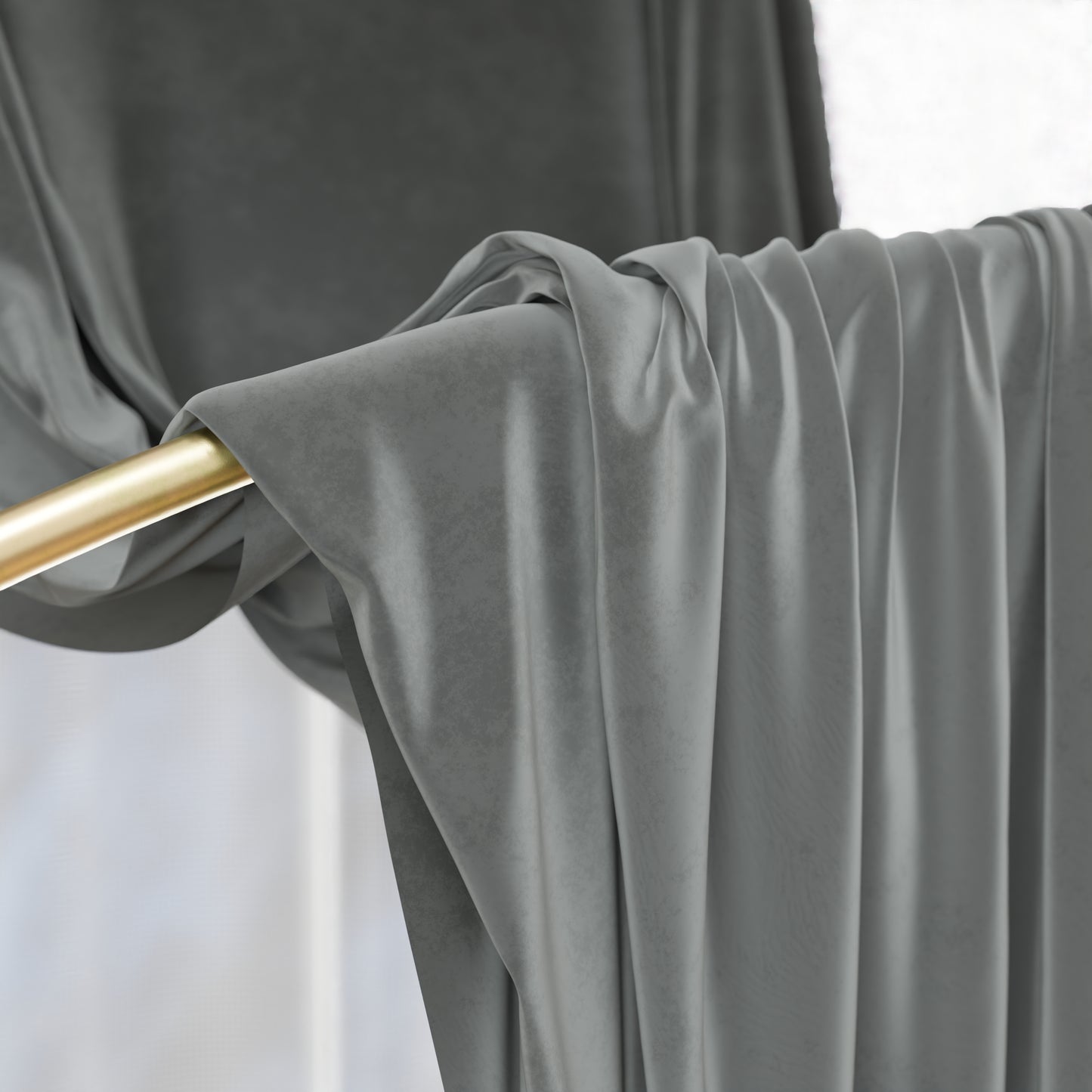 Tenda a Pannello in Velluto per Interni con Anelli, 140x280 cm, Grigio Scuro