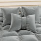 Coussin décoratif Noeud en velours 40x50 cm, coussin de canapé gris foncé