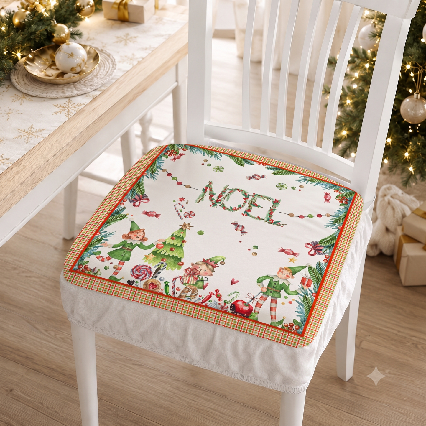 Coprisedia Natalizi con Elastico in Stampa Digitale Noel