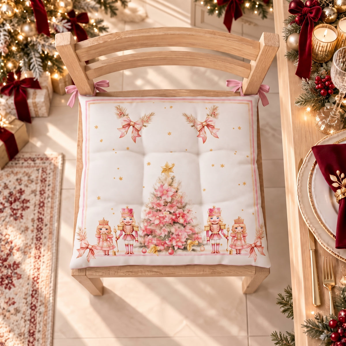 Coussins de Chaise de Noël Housses de Chaise de Noël 6 Pièces Casse-Noisette Rose
