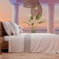 Draps unis en satin de coton avec queue de rat gris clair