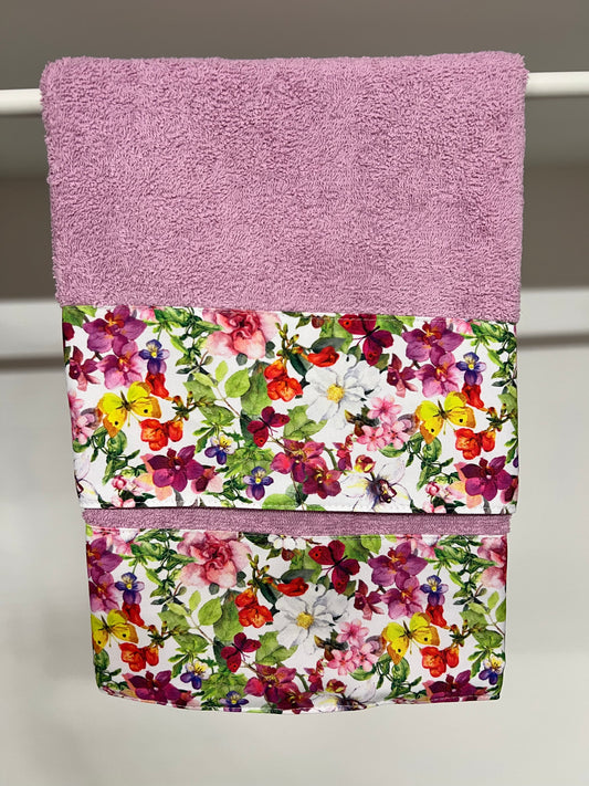 Serviette de bain 1+1 avec bordure en impression numérique Papillons