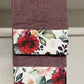 Serviette de Bain 1+1 avec Bordure en Impression Digitale Florale 07 Prune Maxi