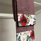 Serviette de Bain 1+1 avec Bordure en Impression Digitale Florale 07 Prune Maxi