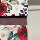 Serviette de Bain 1+1 avec Bordure en Impression Digitale Florale 07 Prune Maxi