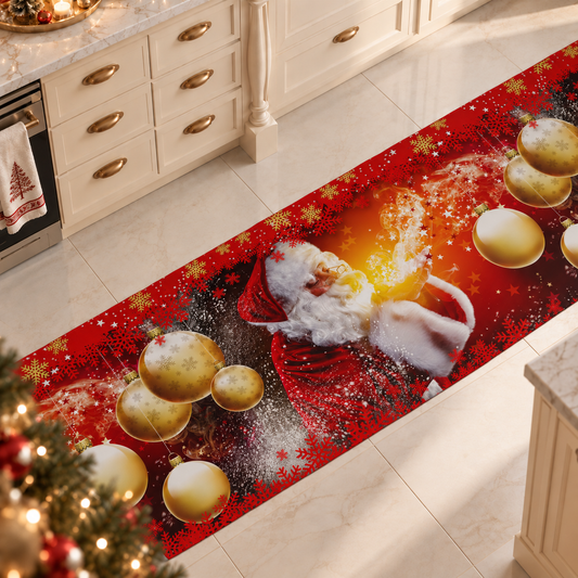 Tappeto Cucina Natalizio Antiscivolo Passatoia Natalizia Cucina lavabile Babbo Natale