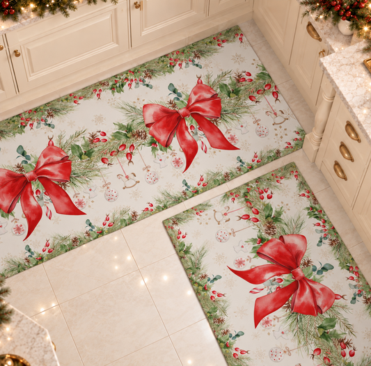 Tappeto Cucina Natalizio Antiscivolo Passatoia Natalizia Cucina lavabile Ghirlanda Natale