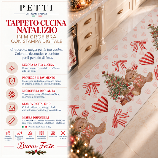 Non-slip Christmas Kitchen Rug Christmas Runner Washable Kitchen, Teddy Bear