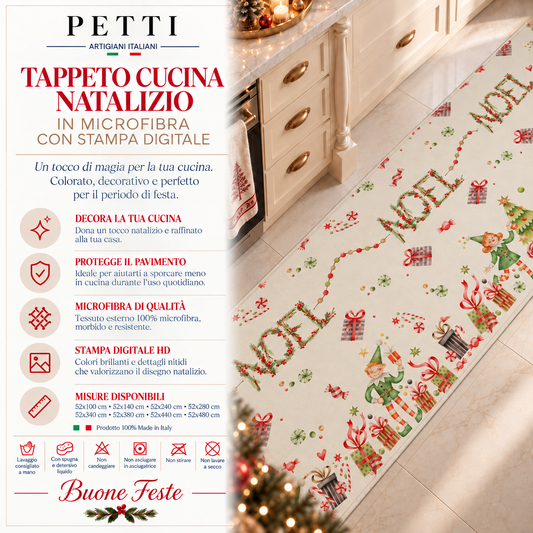 Tappeto Cucina Natalizio Antiscivolo Passatoia Natalizia Cucina lavabile Noel