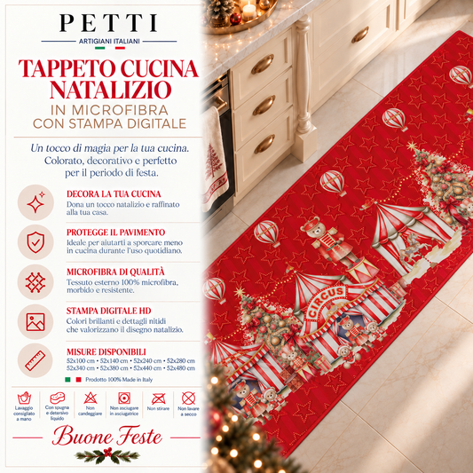 Tappeto Cucina Natalizio Antiscivolo Passatoia Natalizia Cucina lavabile Circus