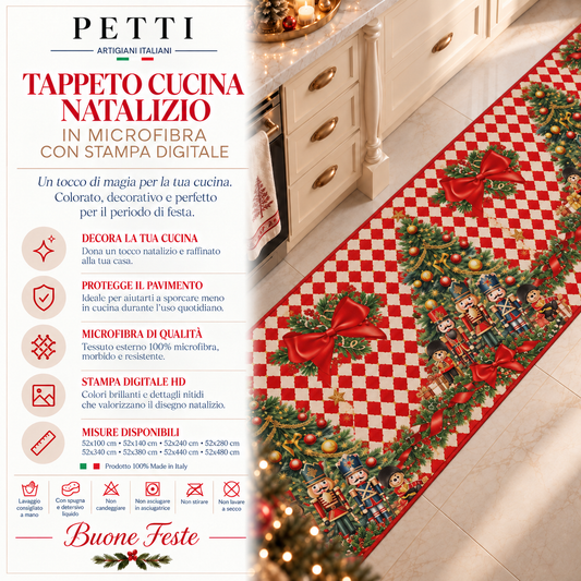 Tappeto Cucina Natalizio Antiscivolo Passatoia Natalizia Cucina lavabile Schiaccianoci Rosso