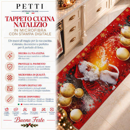 Tappeto Cucina Natalizio Antiscivolo Passatoia Natalizia Cucina lavabile Babbo Natale