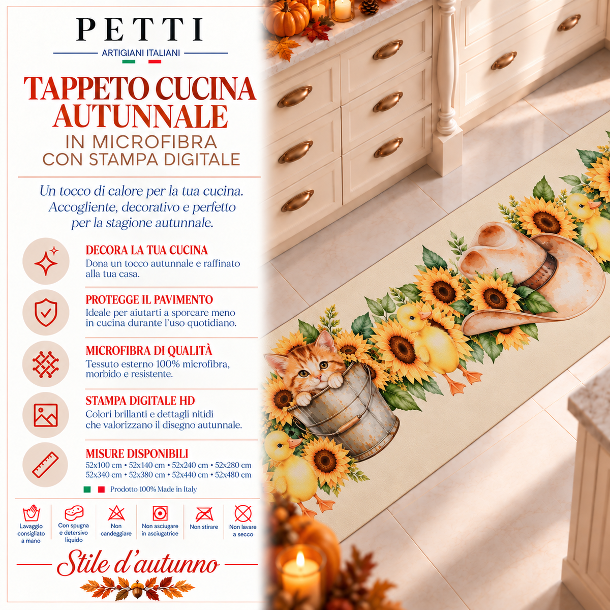 Tappeto Cucina Antiscivolo Passatoia Cucina lavabile, Cucina Sunflowers