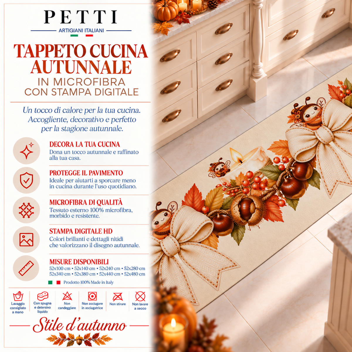 Tappeto Cucina Antiscivolo Passatoia Cucina lavabile, Cucina Castagne